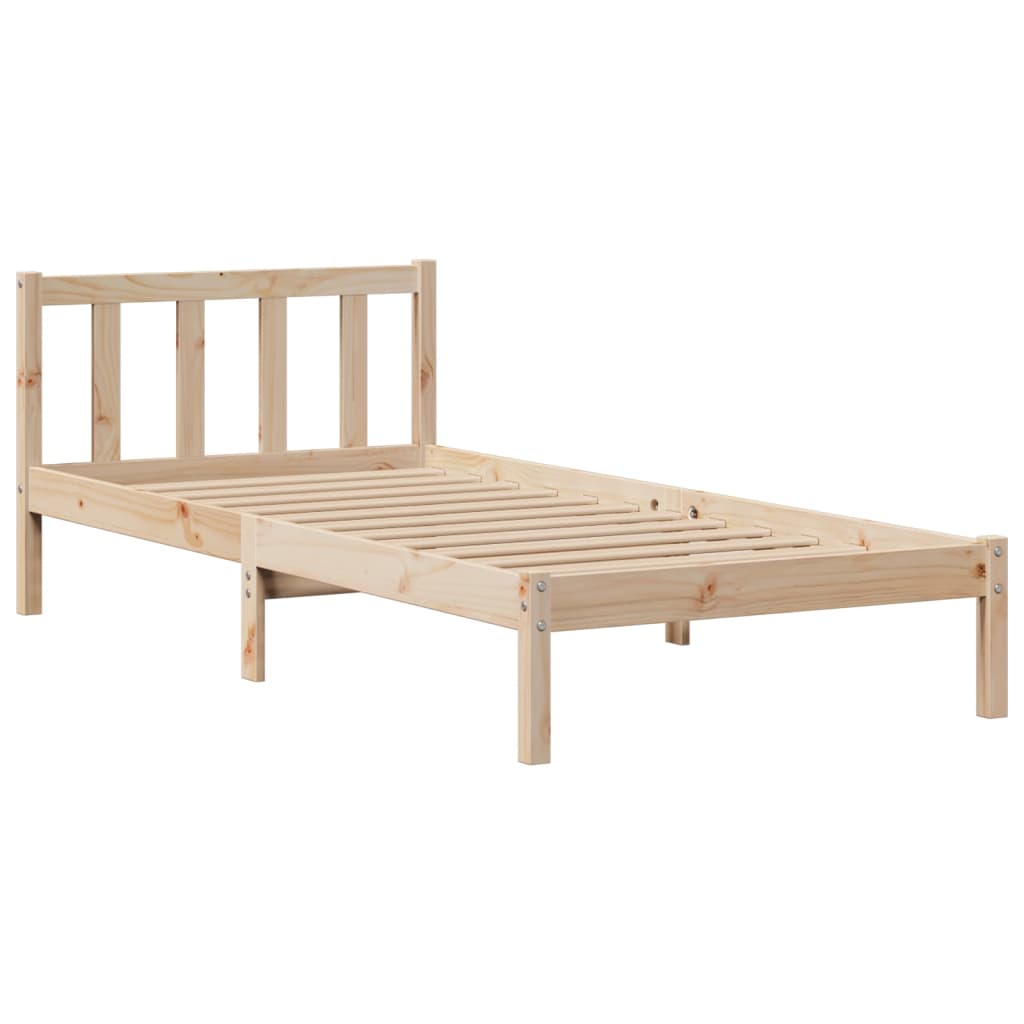 vidaXL Cama con estantería sin colchón madera maciza de pino 90x200 cm