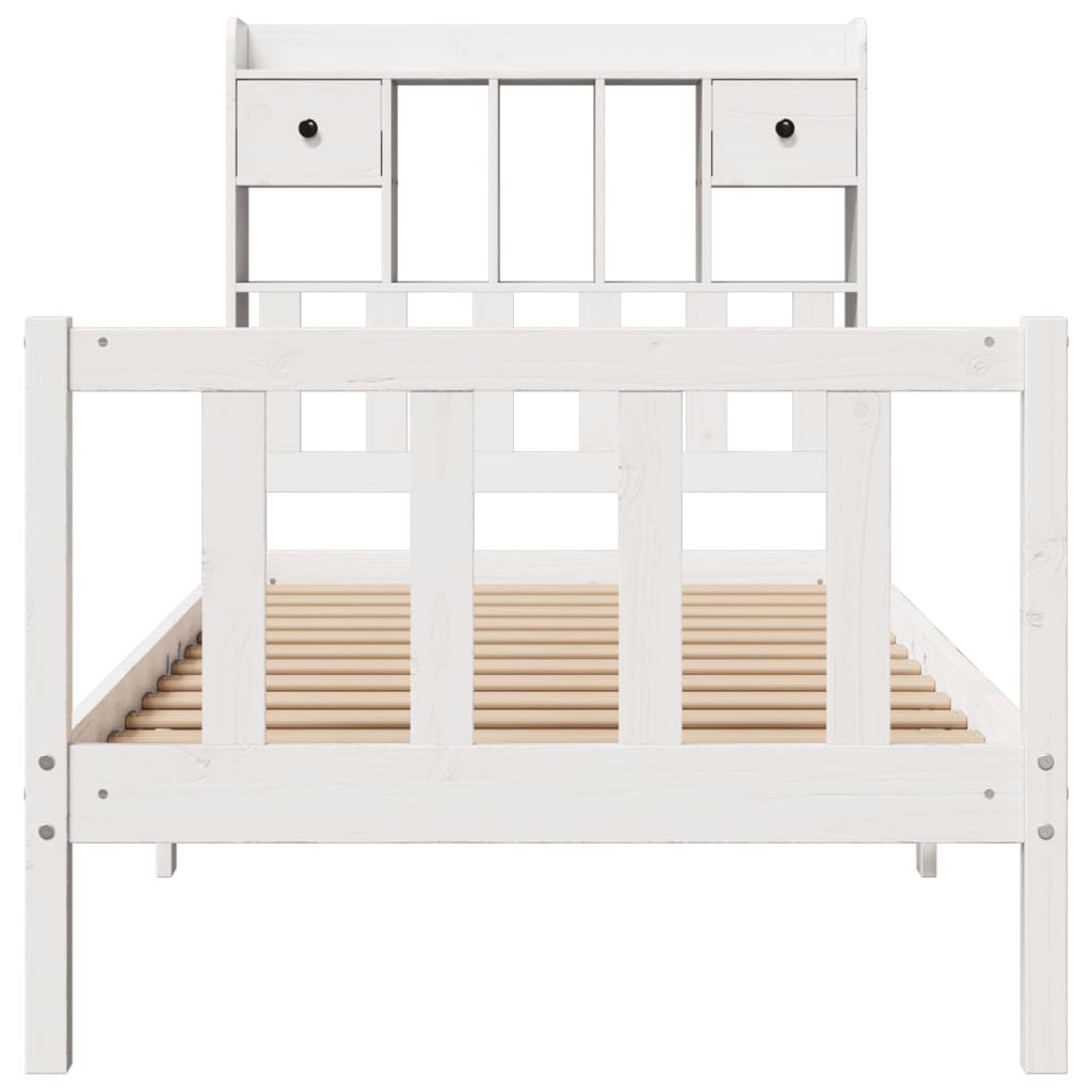 vidaXL Cama con estantería sin colchón madera maciza blanca 100x200 cm