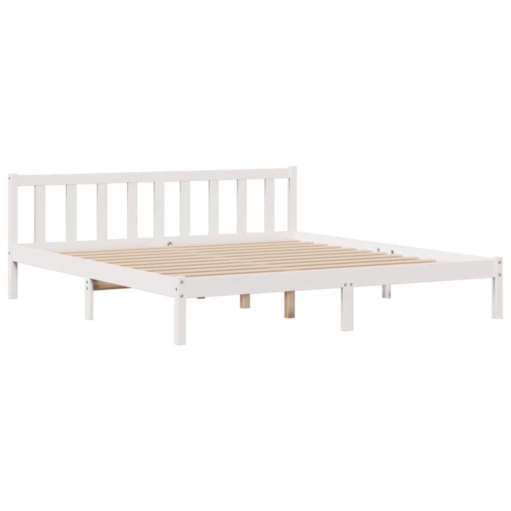 vidaXL Cama con estantería sin colchón madera maciza blanca 180x200 cm