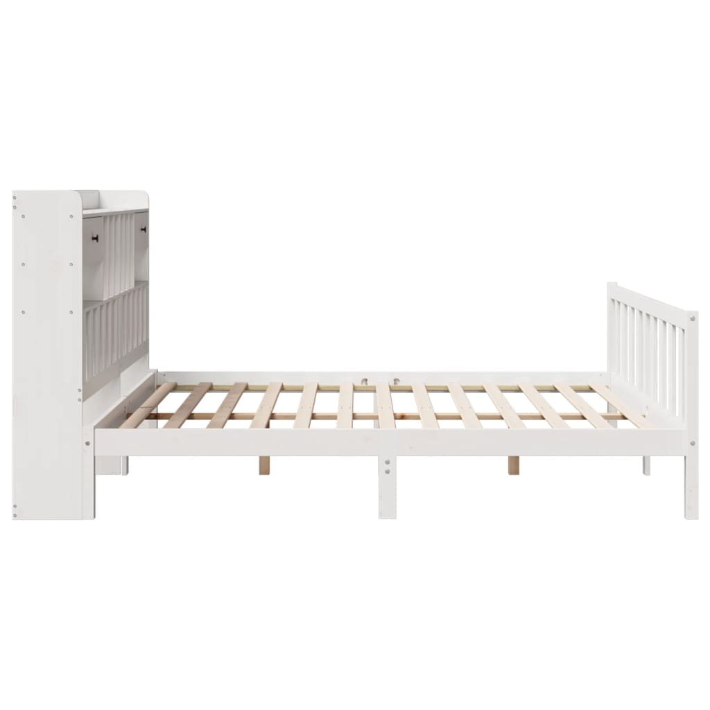 vidaXL Cama con estantería sin colchón madera maciza blanca 180x200 cm