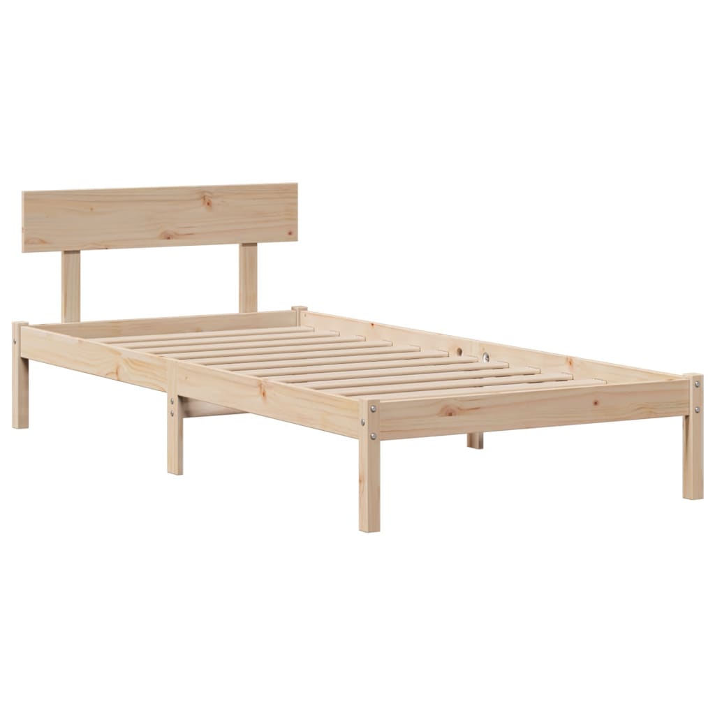 vidaXL Cama con estantería sin colchón madera maciza de pino 90x200 cm