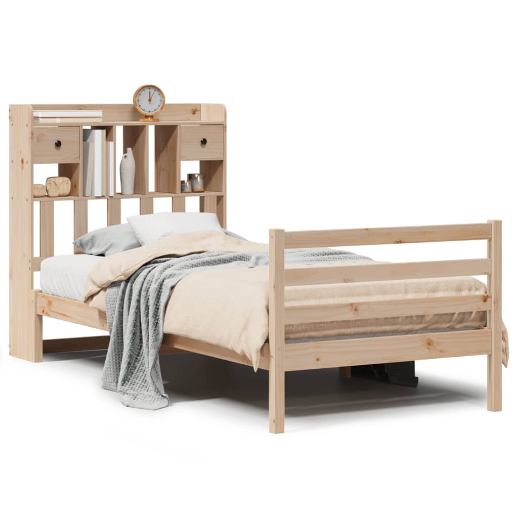 vidaXL Cama con estantería sin colchón madera maciza de pino 90x200 cm