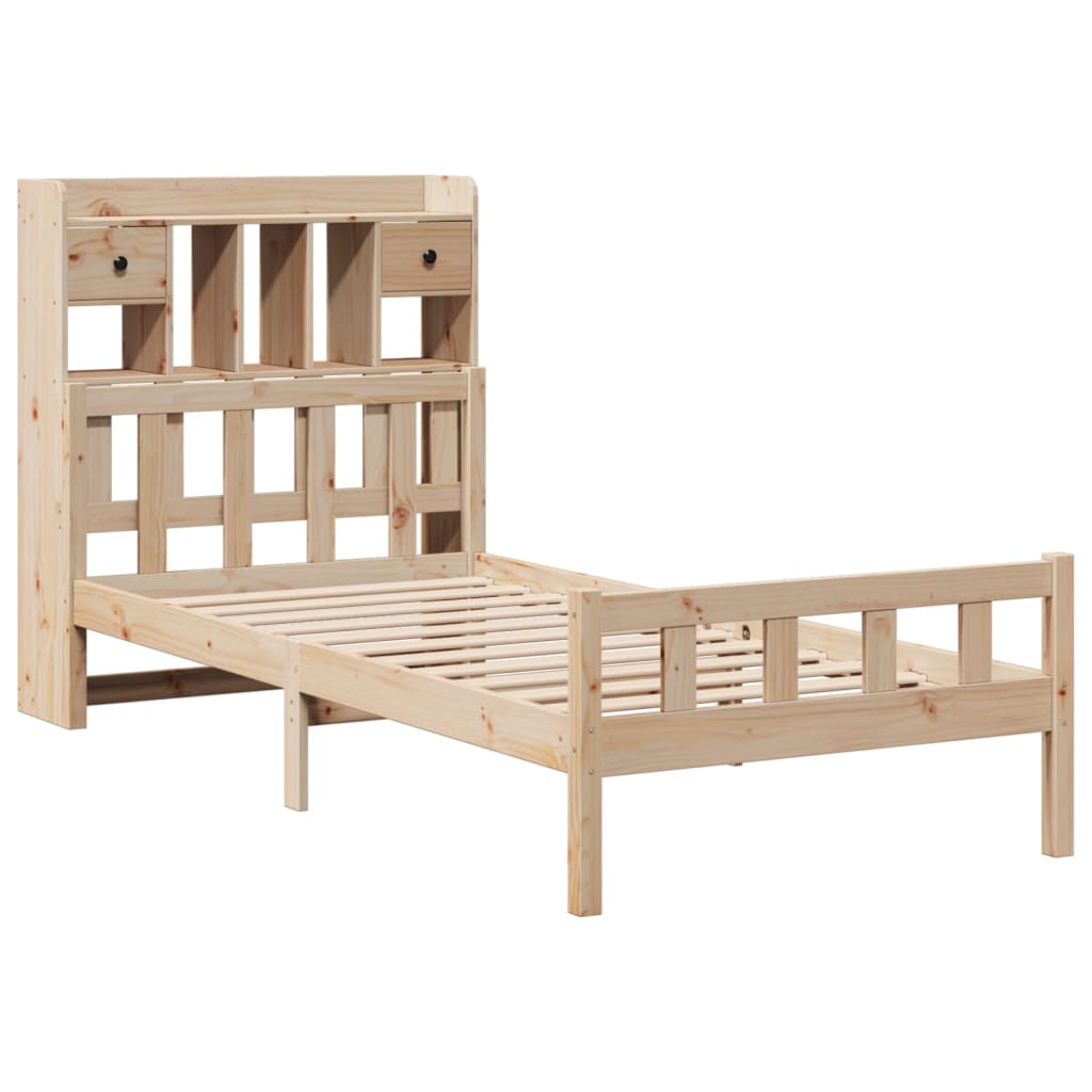 vidaXL Cama con estantería sin colchón madera maciza de pino 75x190 cm