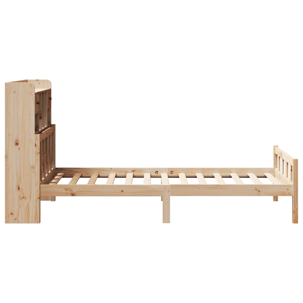 vidaXL Cama con estantería sin colchón madera maciza de pino 75x190 cm