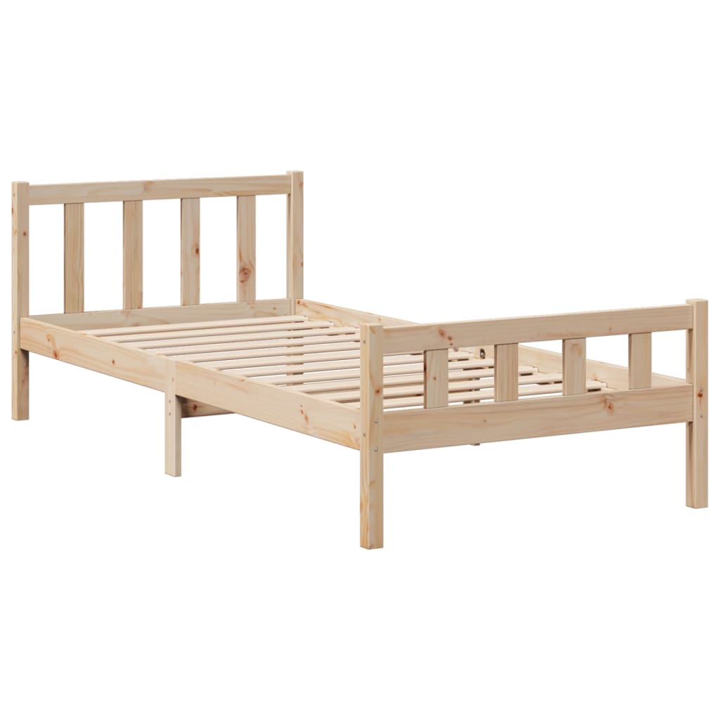 vidaXL Cama con estantería sin colchón madera maciza de pino 75x190 cm