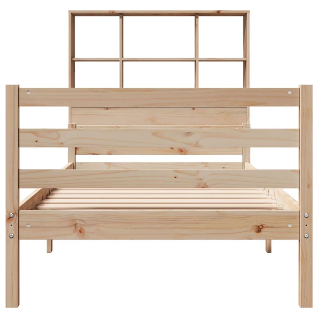 vidaXL Cama con estantería sin colchón madera maciza de pino 75x190 cm