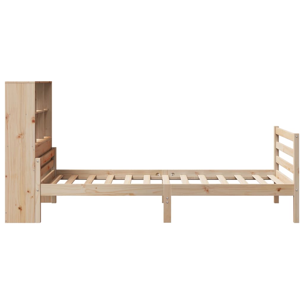 vidaXL Cama con estantería sin colchón madera maciza de pino 75x190 cm