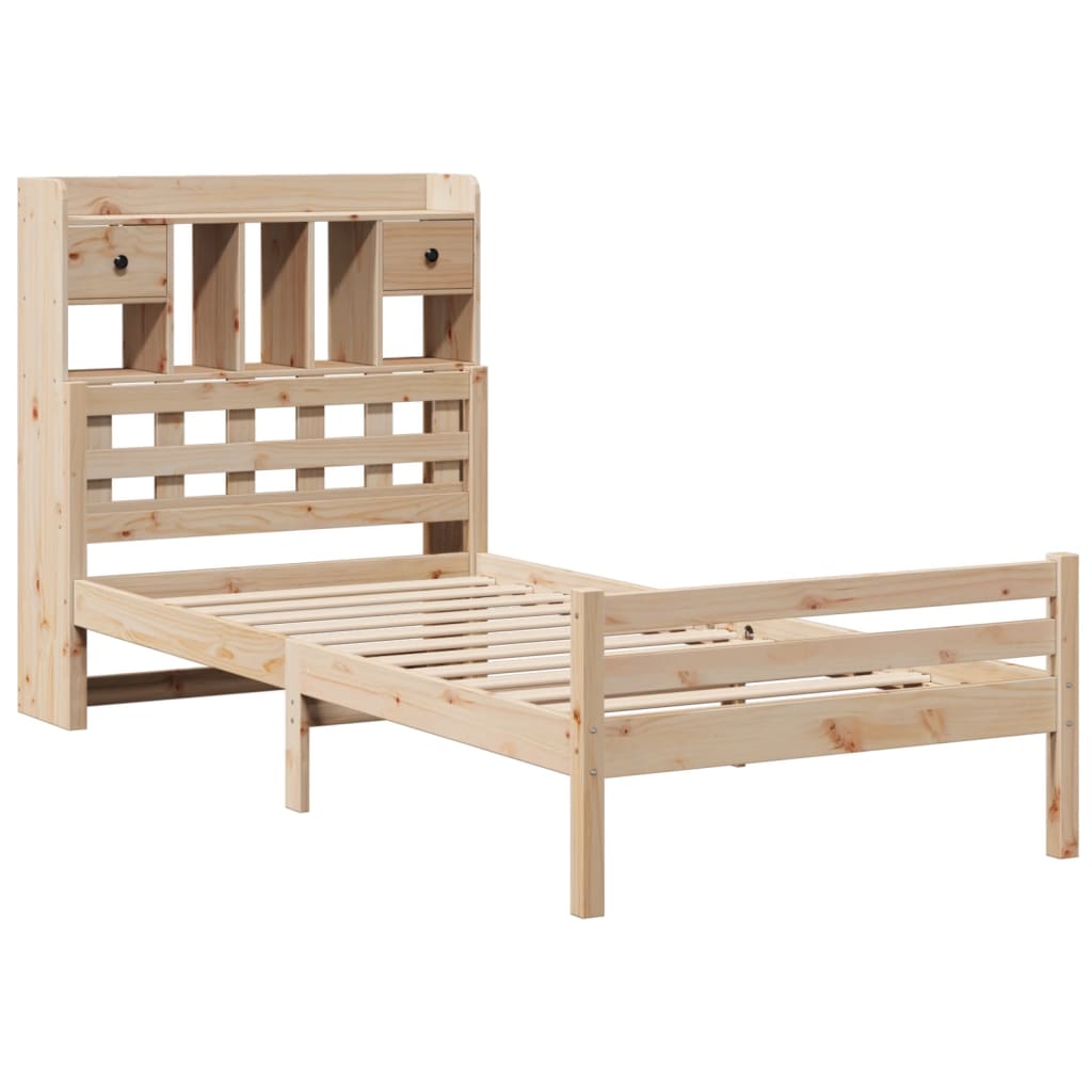 vidaXL Cama con estantería sin colchón madera maciza de pino 75x190 cm