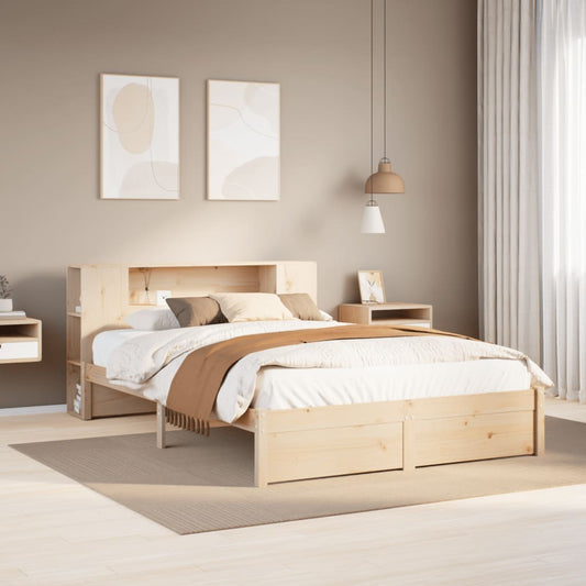 vidaXL Cama con estantería sin colchón madera maciza de pino 135x190cm