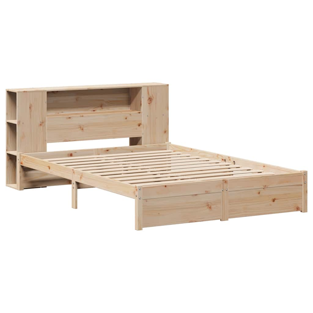 vidaXL Cama con estantería sin colchón madera maciza de pino 140x190cm