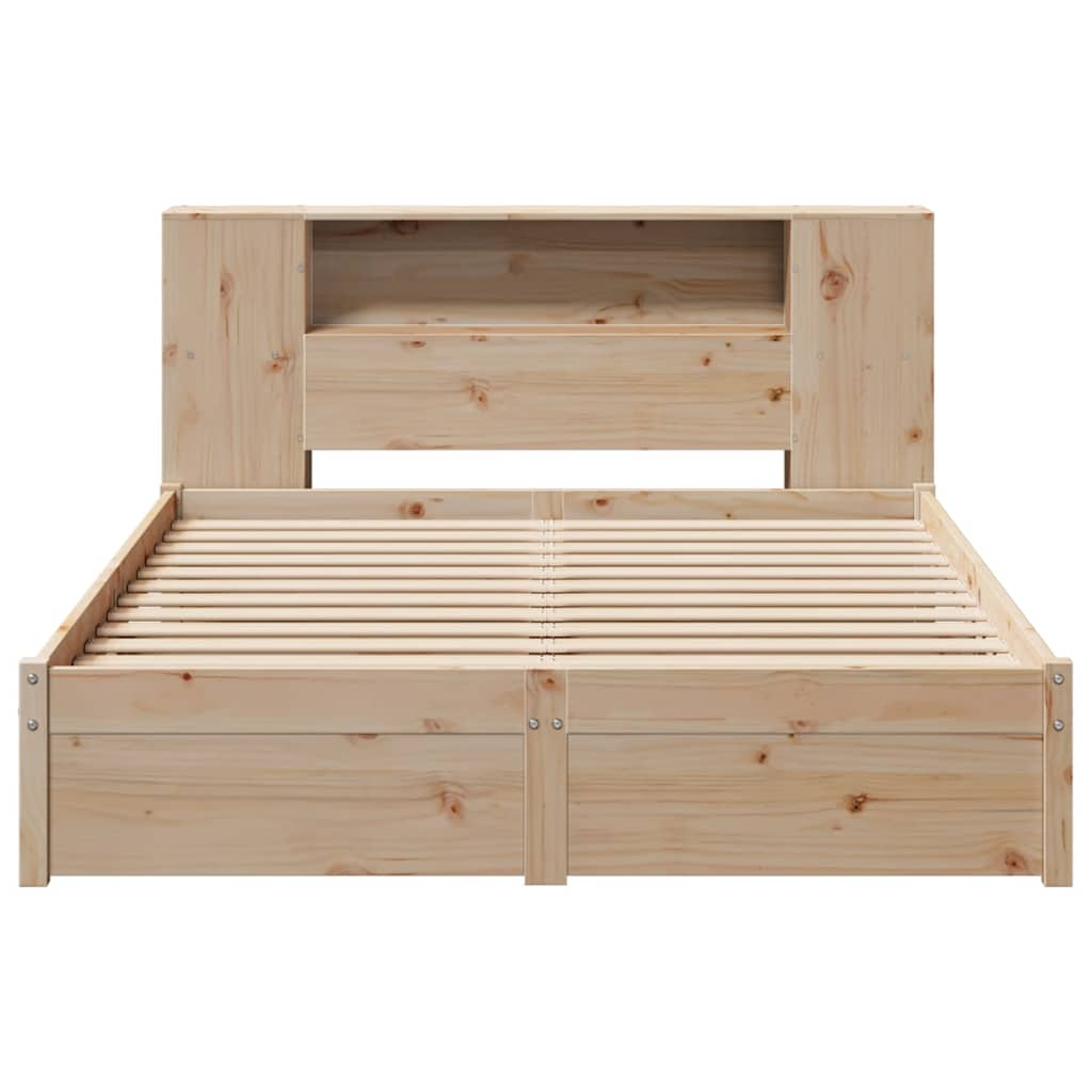 vidaXL Cama con estantería sin colchón madera maciza de pino 140x190cm