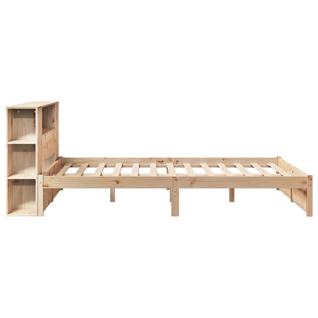 vidaXL Cama con estantería sin colchón madera maciza de pino 140x190cm