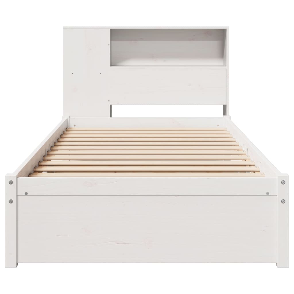 vidaXL Cama con estantería sin colchón madera maciza blanca 100x200 cm