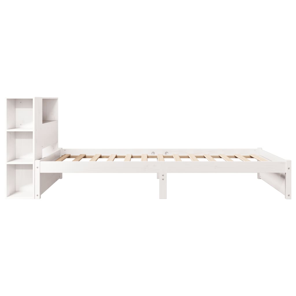 vidaXL Cama con estantería sin colchón madera maciza blanca 100x200 cm