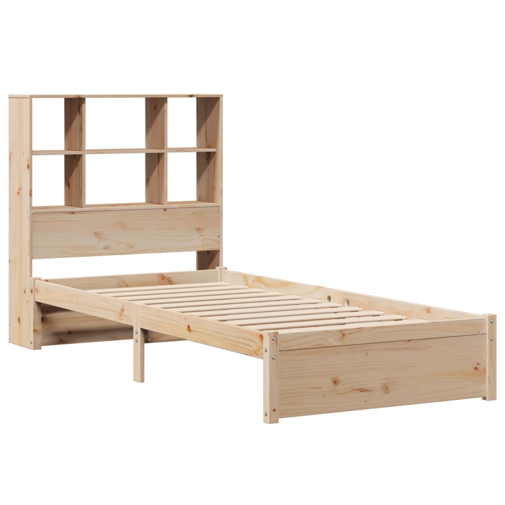 vidaXL Cama con estantería sin colchón madera maciza de pino 75x190 cm