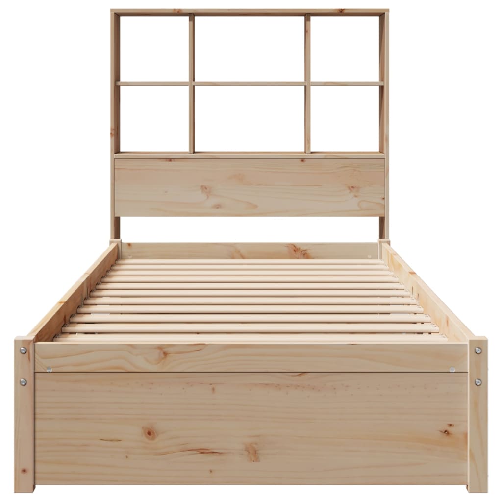 vidaXL Cama con estantería sin colchón madera maciza de pino 75x190 cm