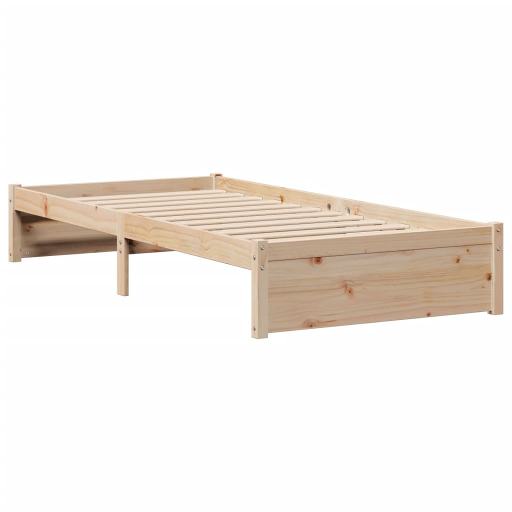 vidaXL Cama con estantería sin colchón madera maciza de pino 75x190 cm