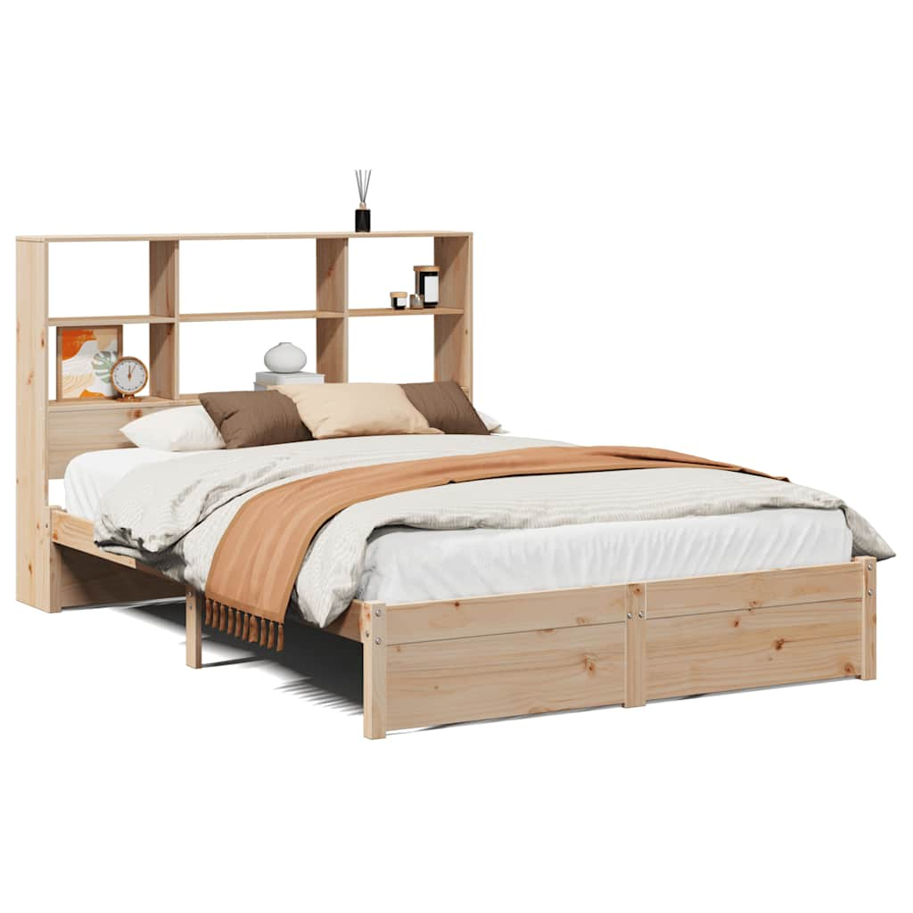 vidaXL Cama con estantería sin colchón madera maciza de pino 120x190cm