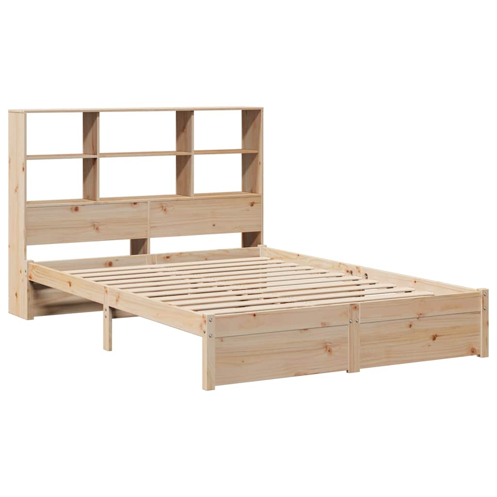 vidaXL Cama con estantería sin colchón madera maciza de pino 120x190cm