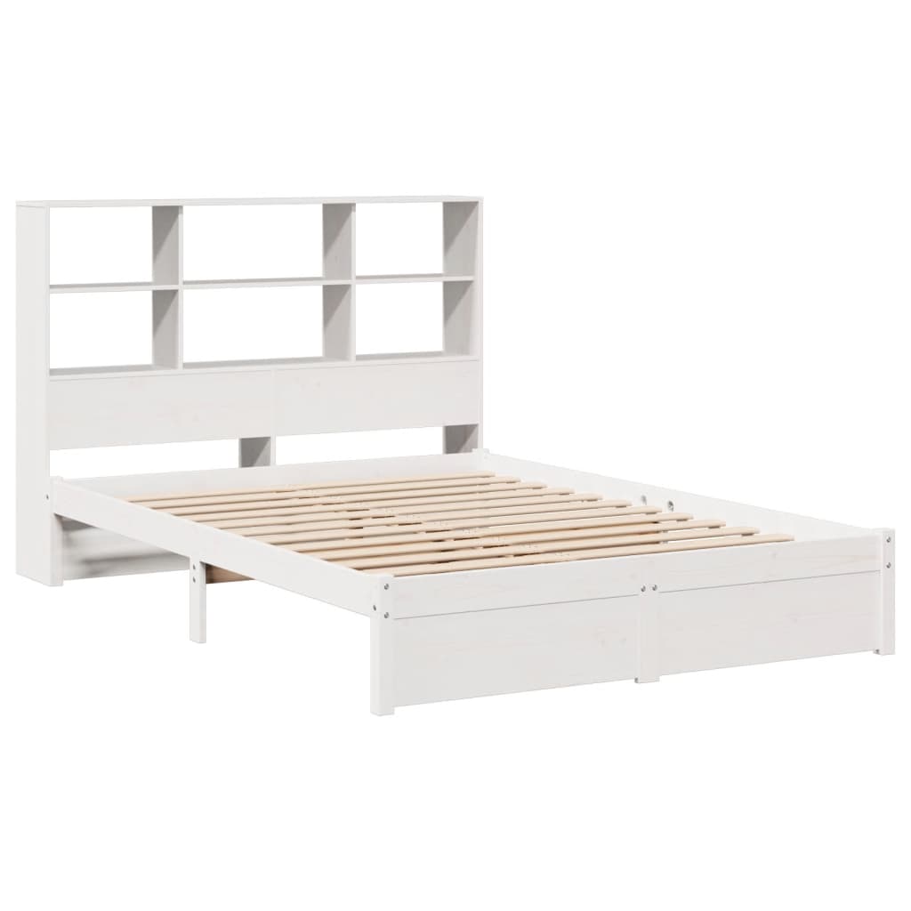 vidaXL Cama con estantería sin colchón madera maciza blanca 120x190 cm