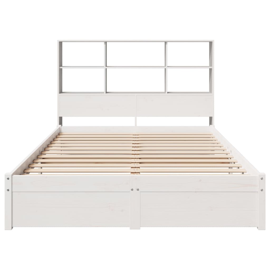 vidaXL Cama con estantería sin colchón madera maciza blanca 120x190 cm