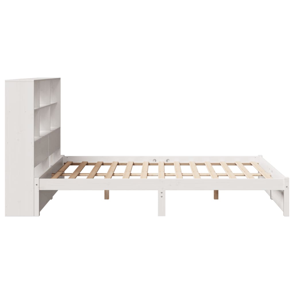 vidaXL Cama con estantería sin colchón madera maciza blanca 120x190 cm