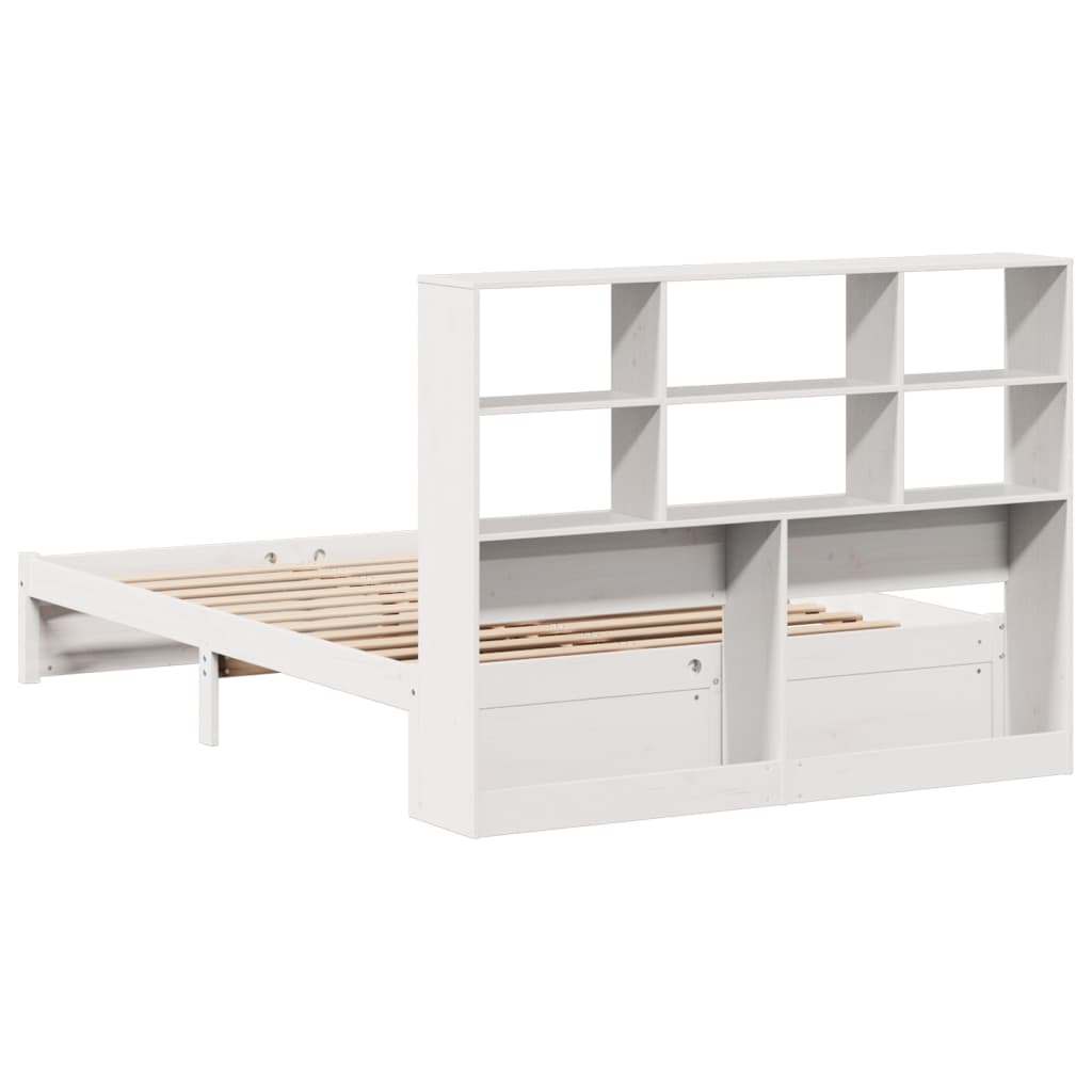 vidaXL Cama con estantería sin colchón madera maciza blanca 120x190 cm