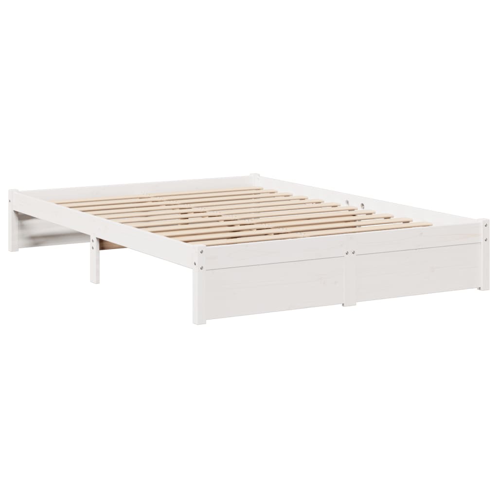 vidaXL Cama con estantería sin colchón madera maciza blanca 120x190 cm