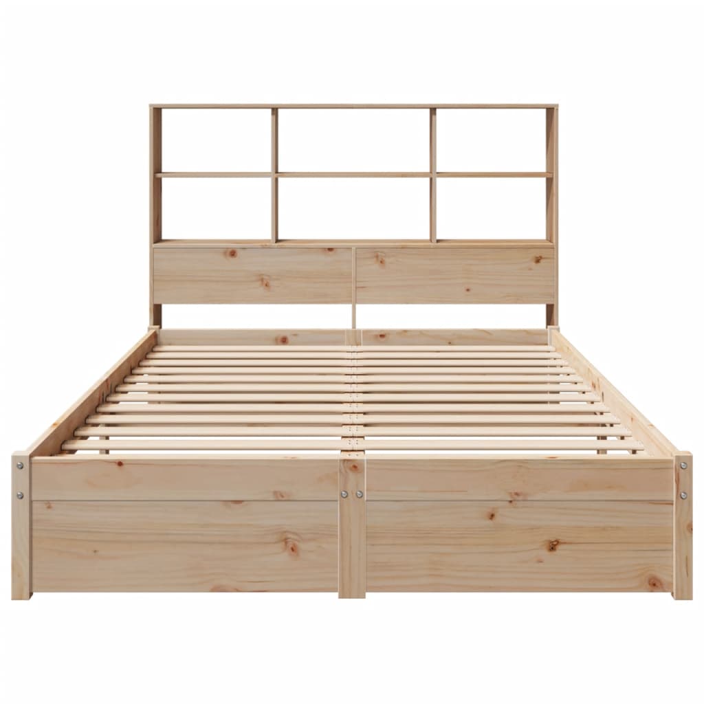 vidaXL Cama con estantería sin colchón madera maciza de pino 135x190cm