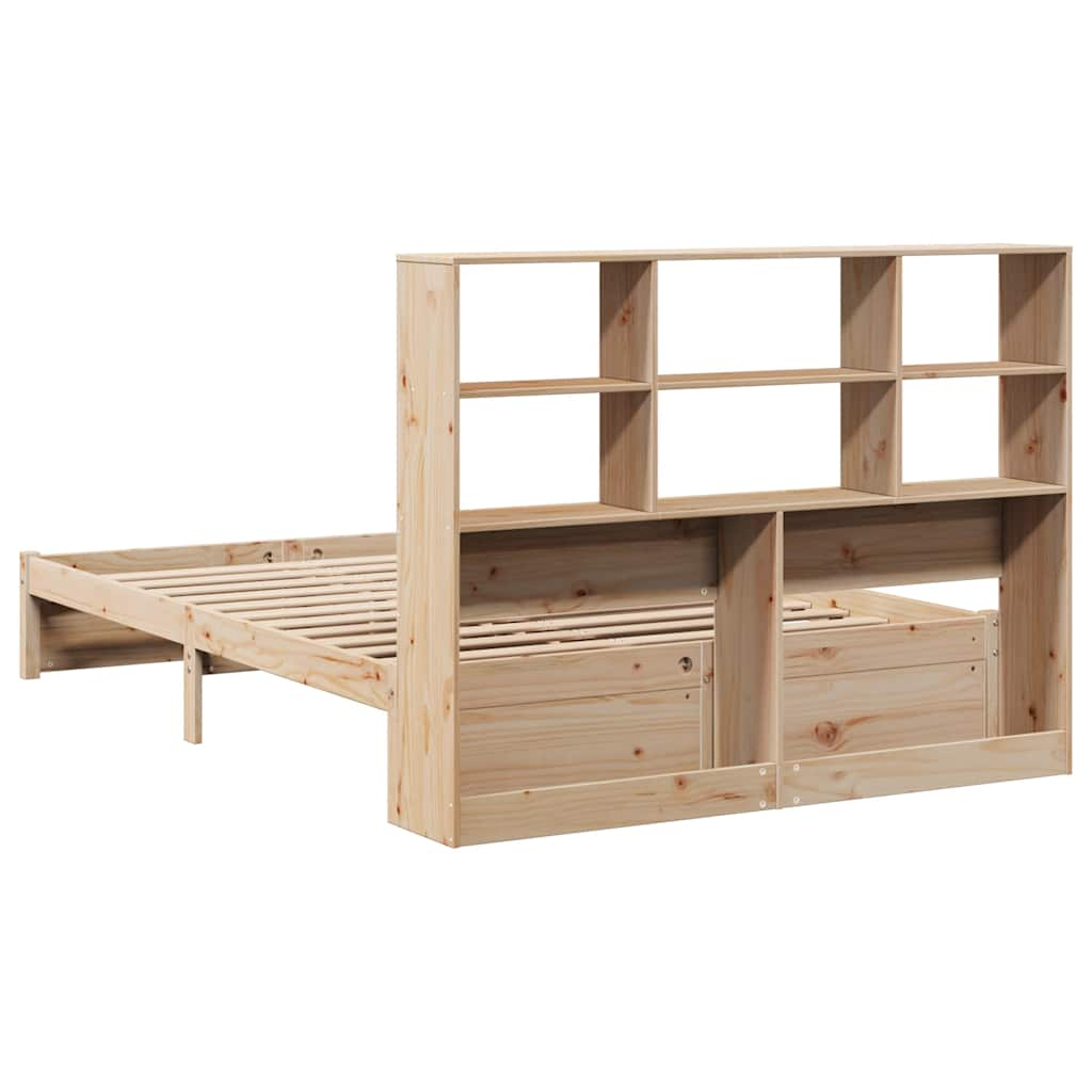 vidaXL Cama con estantería sin colchón madera maciza de pino 140x190cm