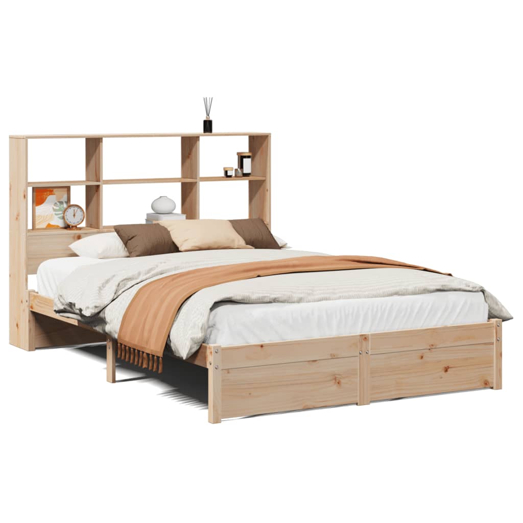 vidaXL Cama con estantería sin colchón madera maciza de pino 120x200cm