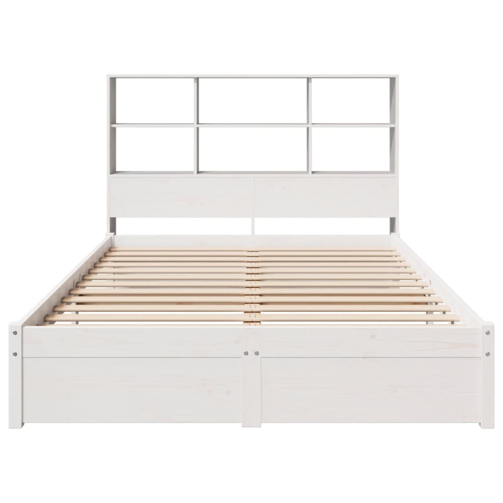 vidaXL Cama con estantería sin colchón madera maciza blanca 140x200 cm