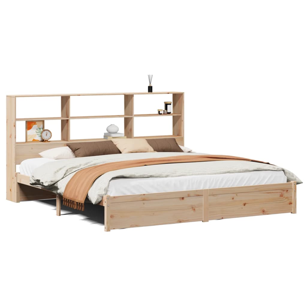 vidaXL Cama con estantería sin colchón madera maciza de pino 180x200cm