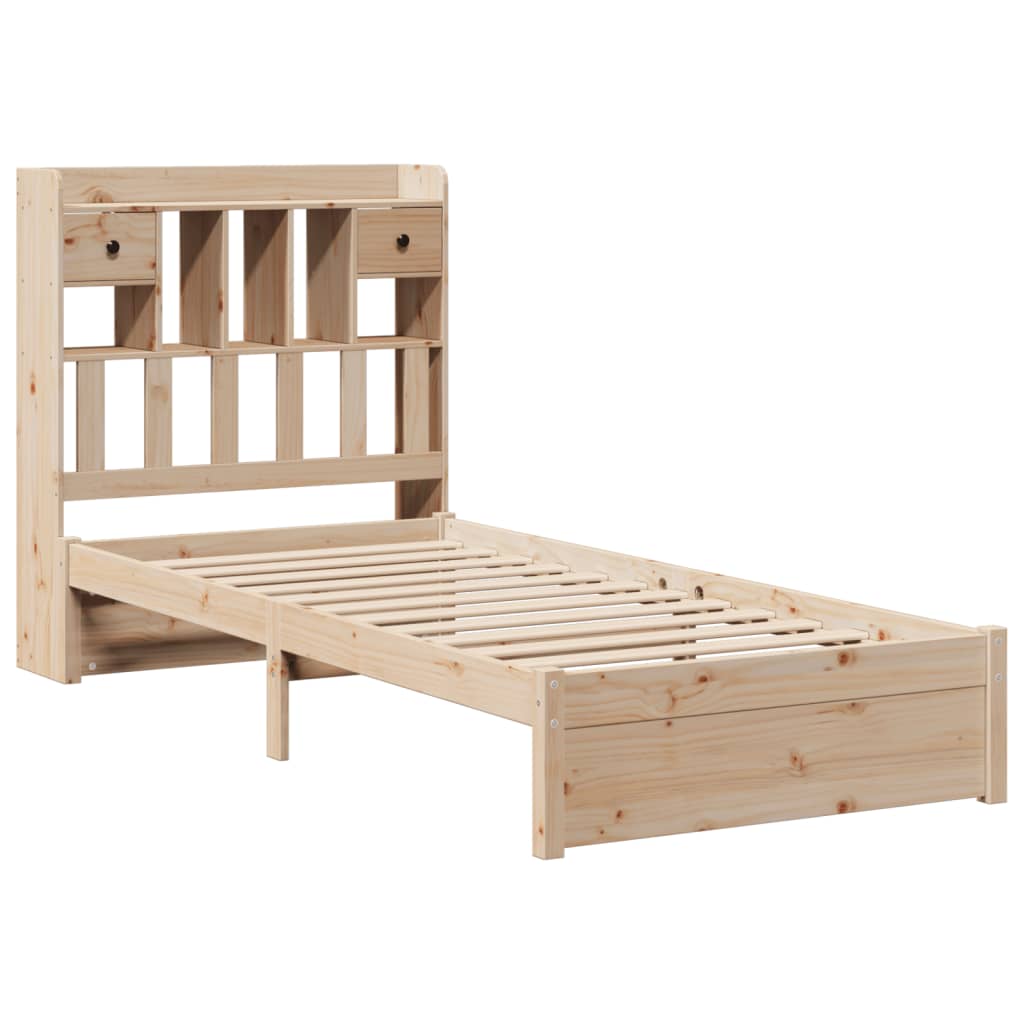 vidaXL Cama con estantería sin colchón madera maciza de pino 75x190 cm