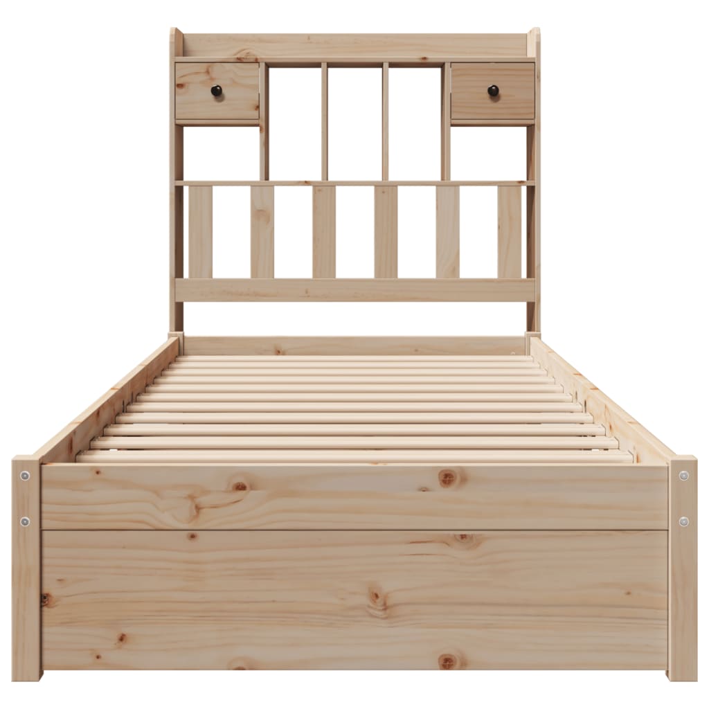 vidaXL Cama con estantería sin colchón madera maciza de pino 75x190 cm