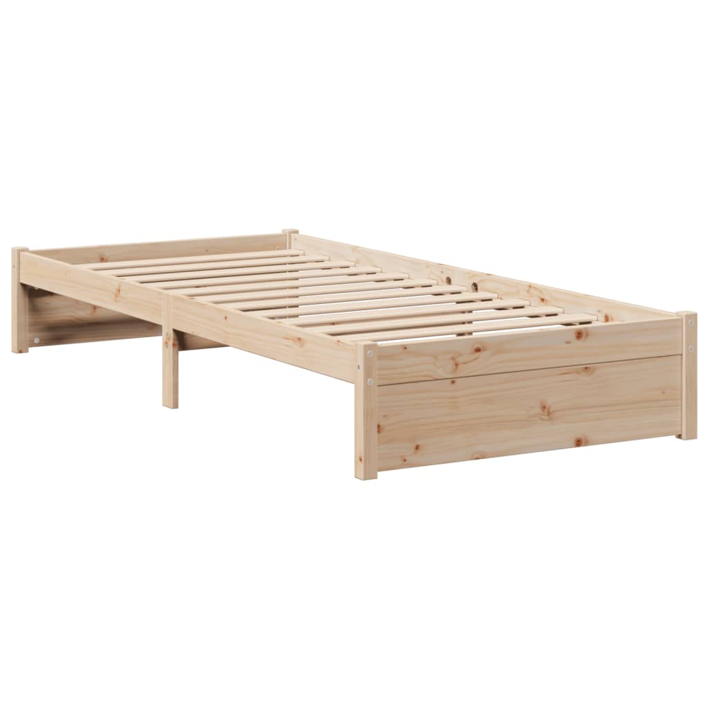 vidaXL Cama con estantería sin colchón madera maciza de pino 75x190 cm