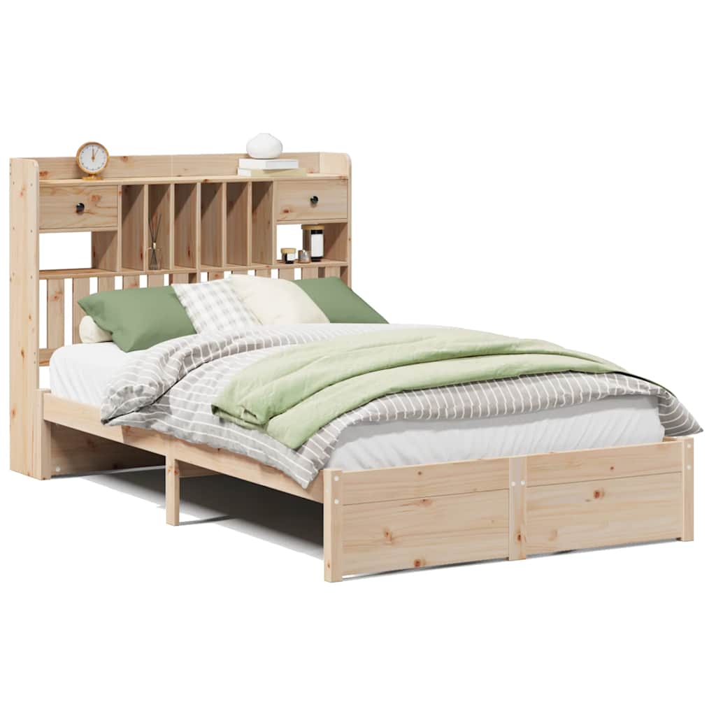 vidaXL Cama con estantería sin colchón madera maciza de pino 120x190cm