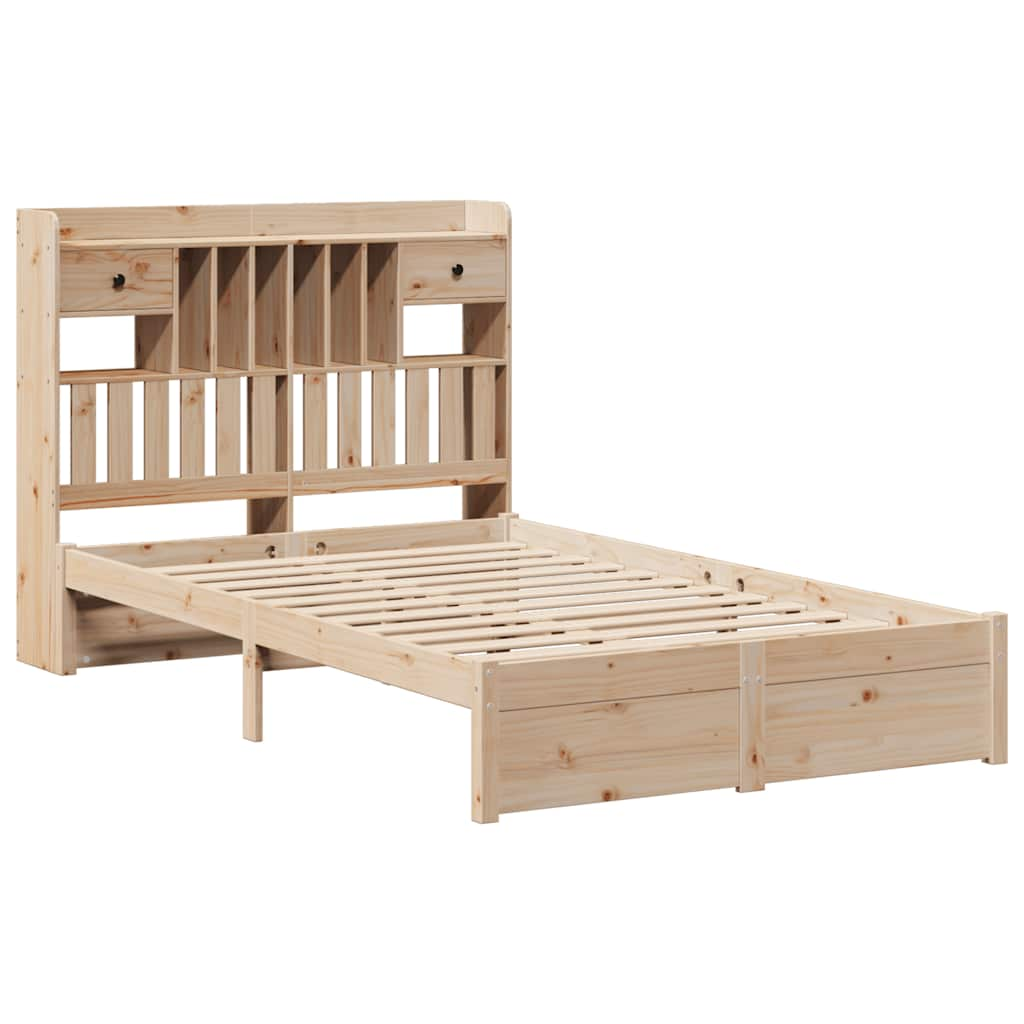 vidaXL Cama con estantería sin colchón madera maciza de pino 120x190cm