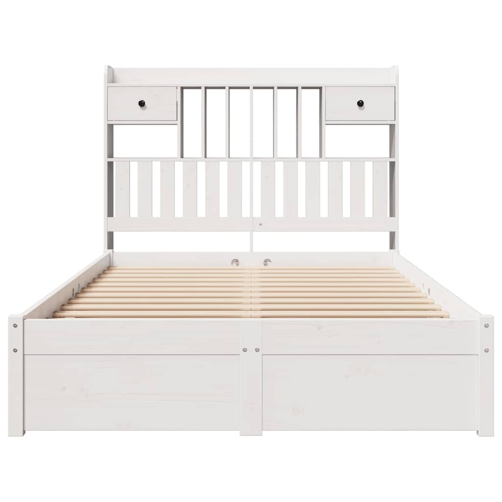 vidaXL Cama con estantería sin colchón madera maciza blanca 120x190 cm