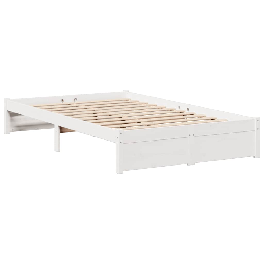 vidaXL Cama con estantería sin colchón madera maciza blanca 120x190 cm