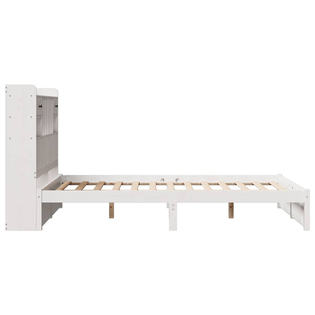 vidaXL Cama con estantería sin colchón madera maciza blanca 120x190 cm