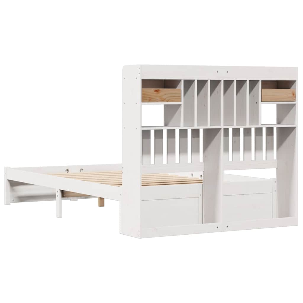 vidaXL Cama con estantería sin colchón madera maciza blanca 120x190 cm