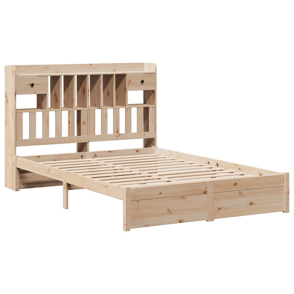 vidaXL Cama con estantería sin colchón madera maciza de pino 140x190cm