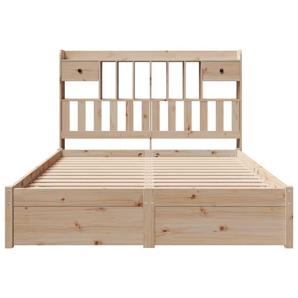 vidaXL Cama con estantería sin colchón madera maciza de pino 140x190cm