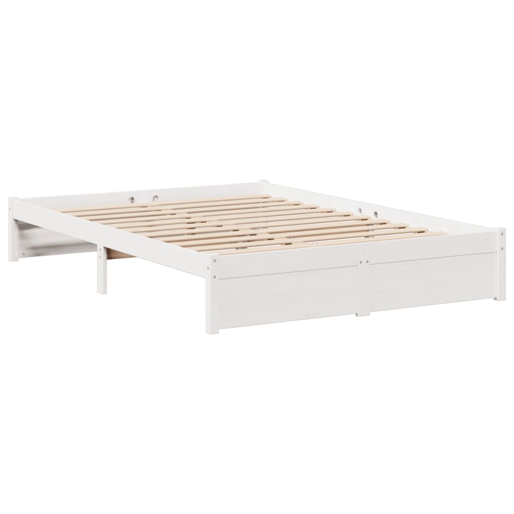 vidaXL Cama con estantería sin colchón madera maciza blanca 140x190 cm