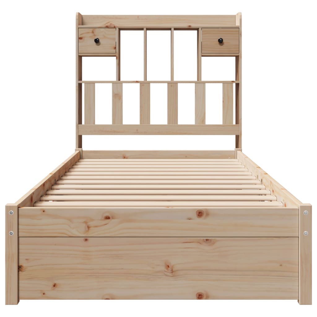 vidaXL Cama con estantería sin colchón madera maciza de pino 90x200 cm