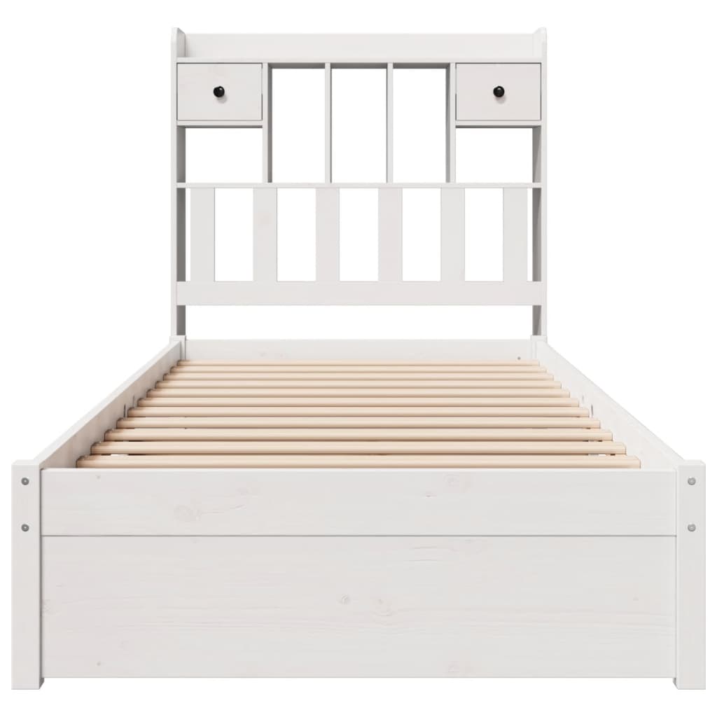 vidaXL Cama con estantería sin colchón madera maciza blanca 100x200 cm