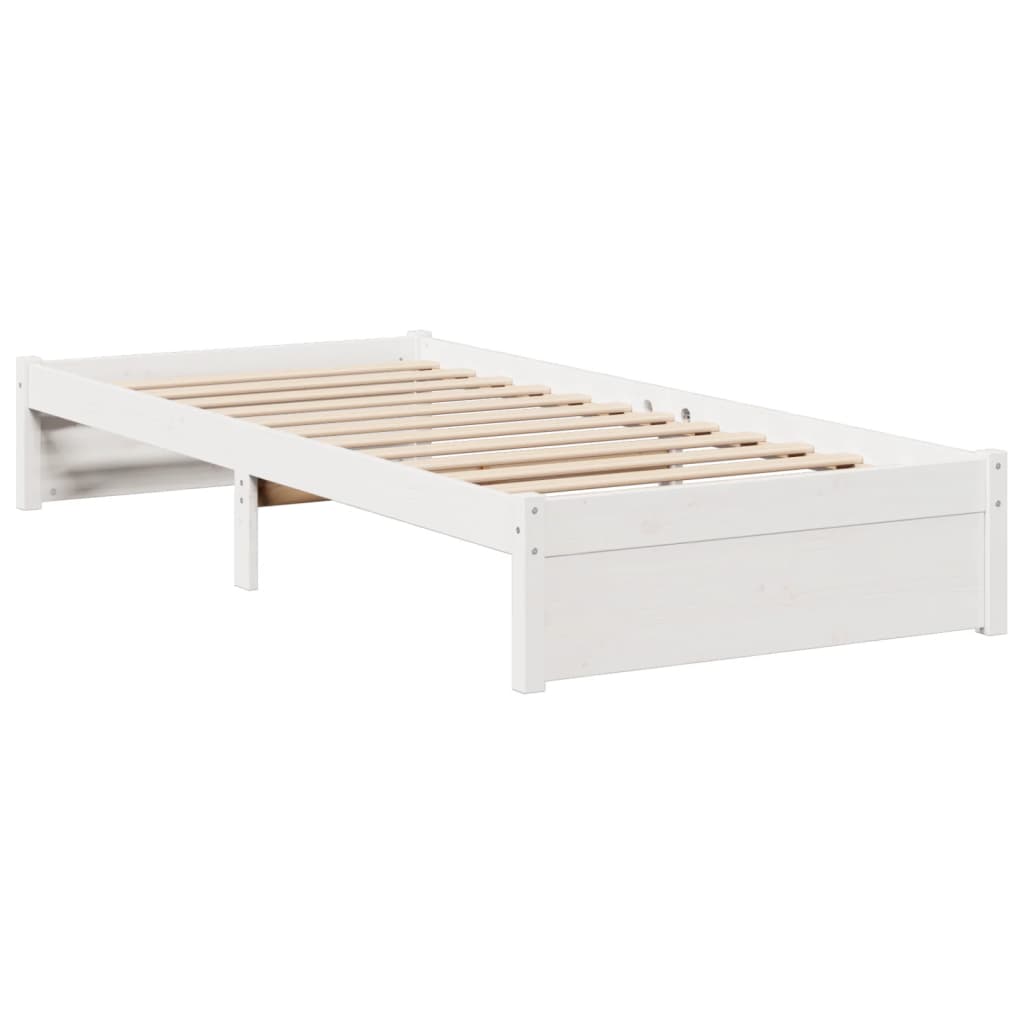 vidaXL Cama con estantería sin colchón madera maciza blanca 100x200 cm