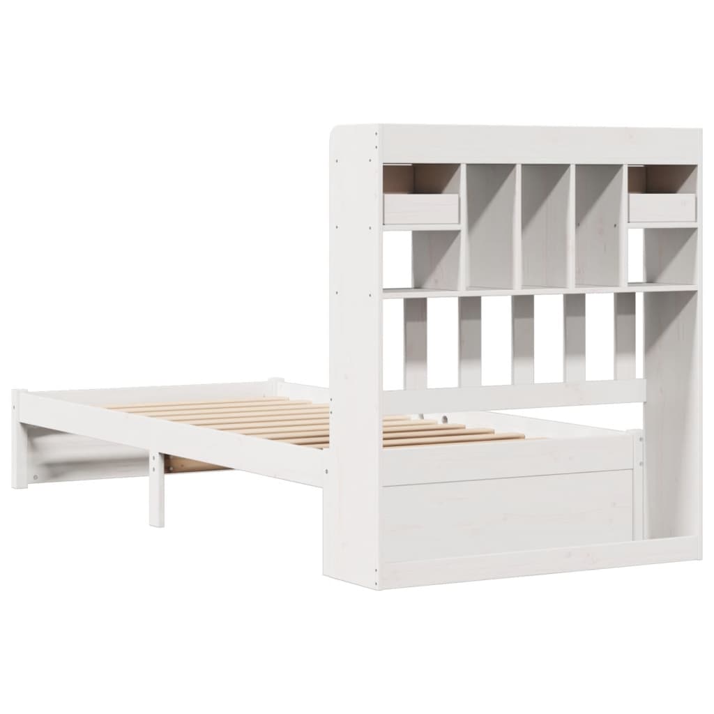 vidaXL Cama con estantería sin colchón madera maciza blanca 100x200 cm