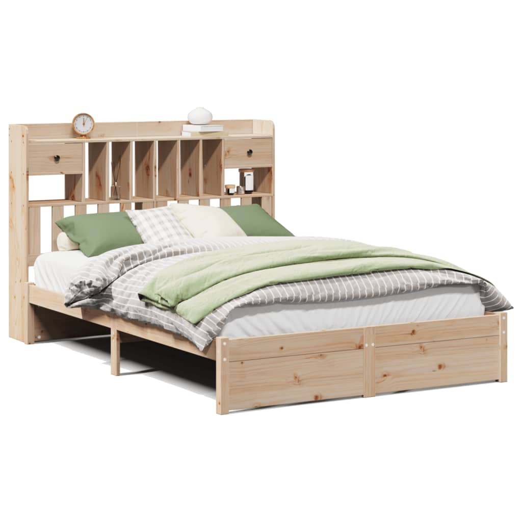 vidaXL Cama con estantería sin colchón madera maciza de pino 150x200cm